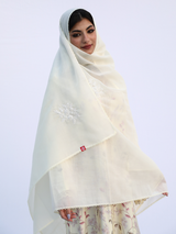 DK2-11 Scattered Beads Home Hijab — Off-White