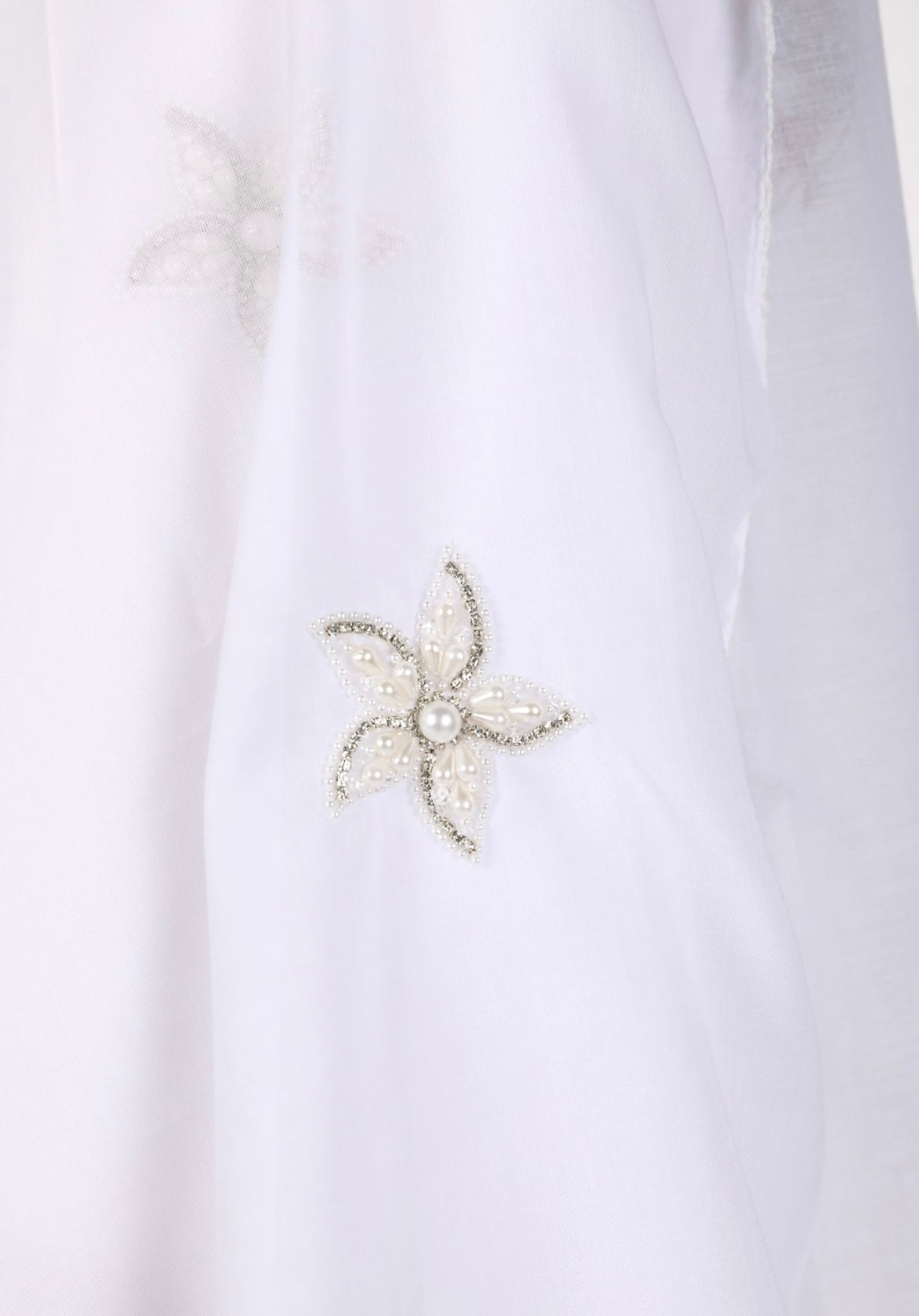 DK1-144 Scattered Beads Home Hijab — White